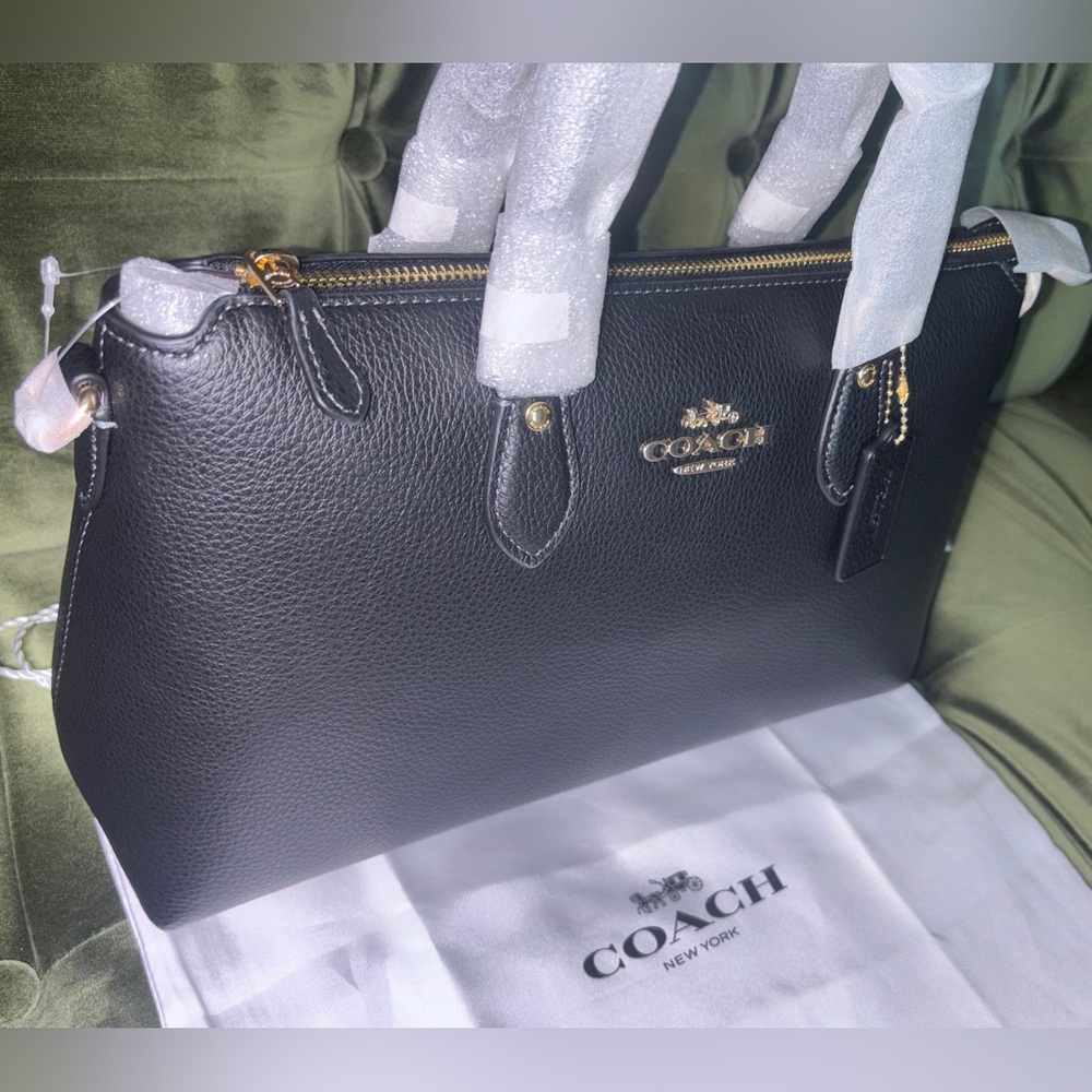 NWT Coach Georgia Satchel Bag In black pebbled leather - Picture 4 of 15